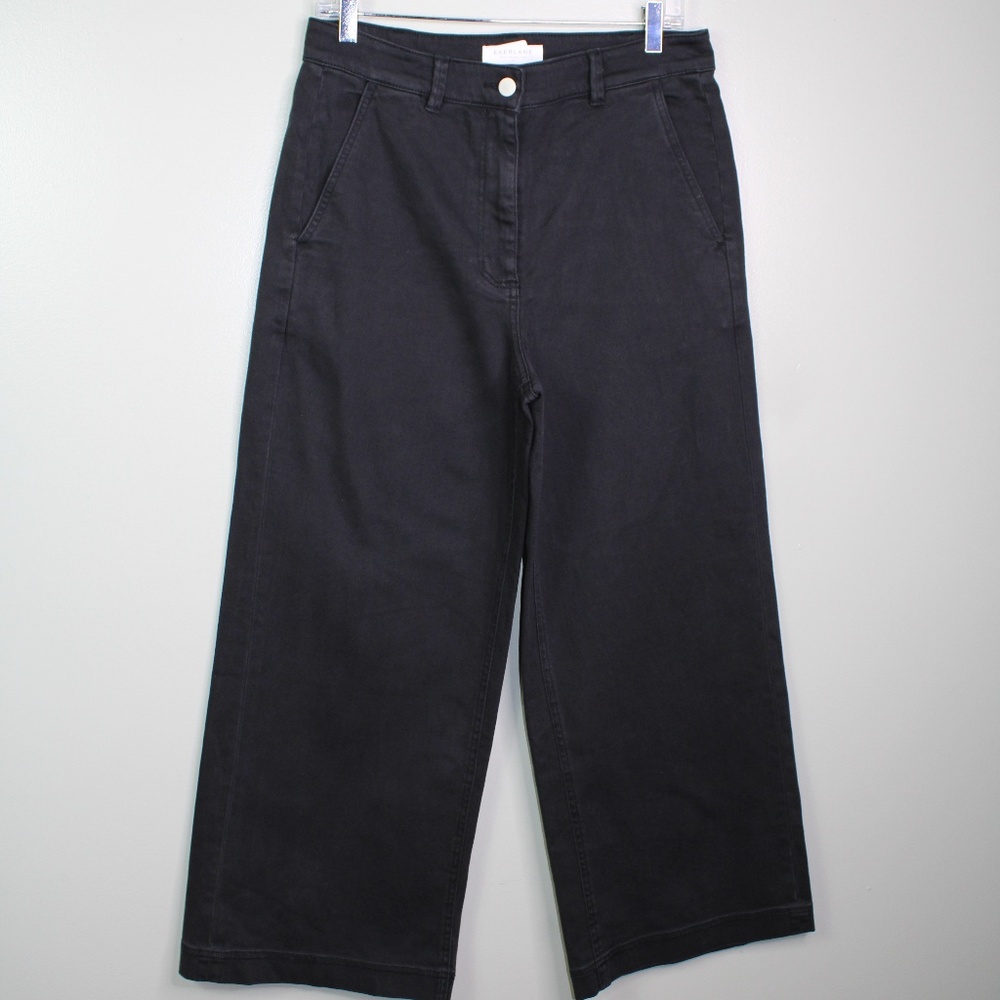 everlane women wide leg crop pants size 12 black